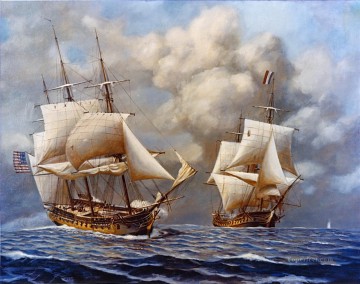 USS コンステレーション対反乱軍の海戦 Oil Paintings